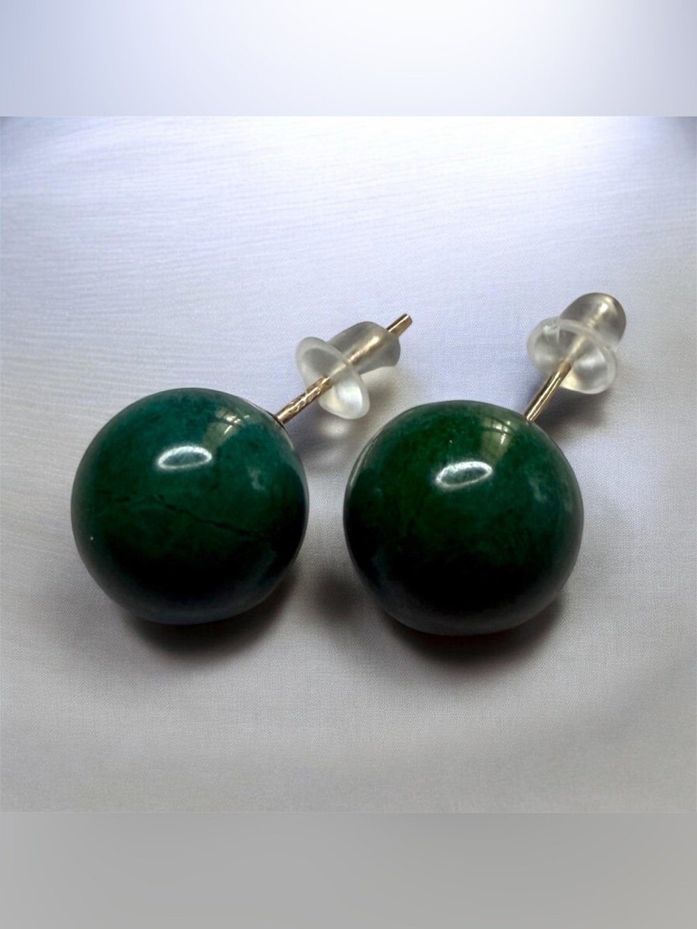 10k Gold Green Malachite Earrings